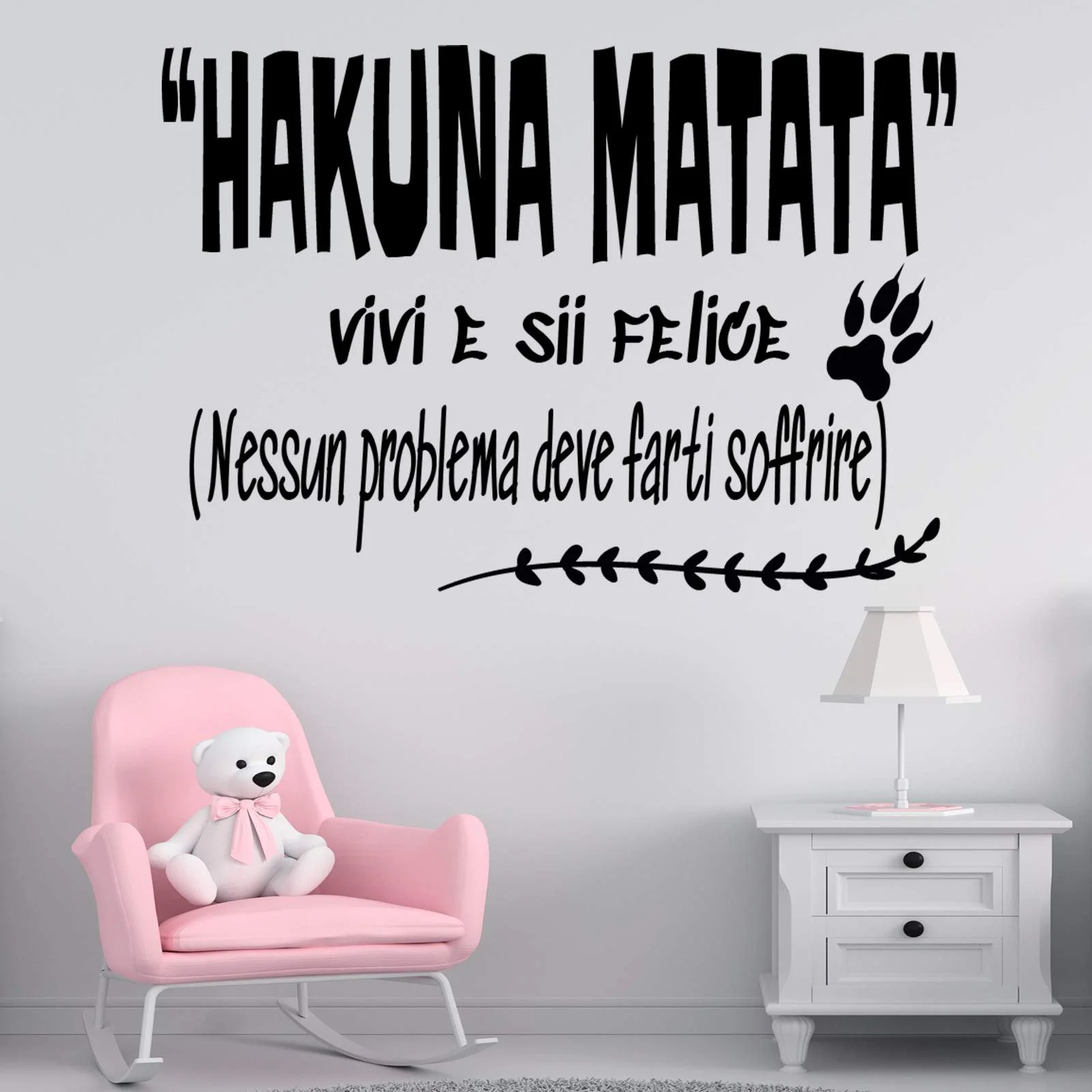 Наклейка на стіну DOCLIICK DC-051-IT з італійською цитатою Hakuna Matata Vivi E Вінілова Чорна, фото №3