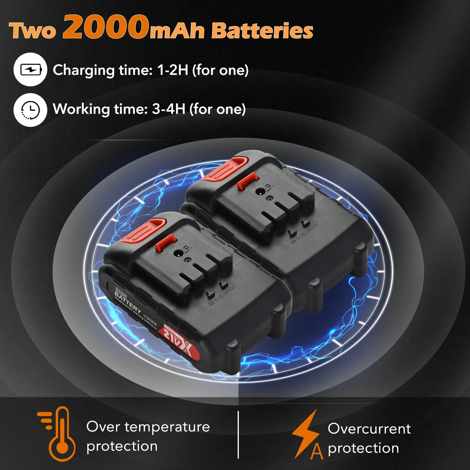 Електричний секатор 40мм з 2 акумуляторами 21V/2000mAh, фото №5