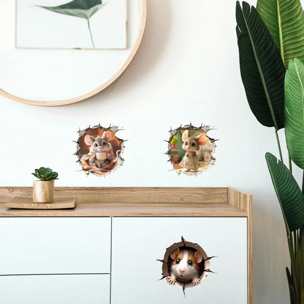 Наклейки на стіну Peacoblue Мишача нора Вінілова 3D, фото №5