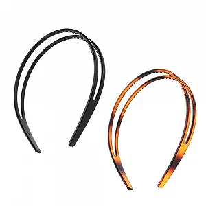 Обруч Пластик Двойной Ряд 2 шт Черный - Фото 1