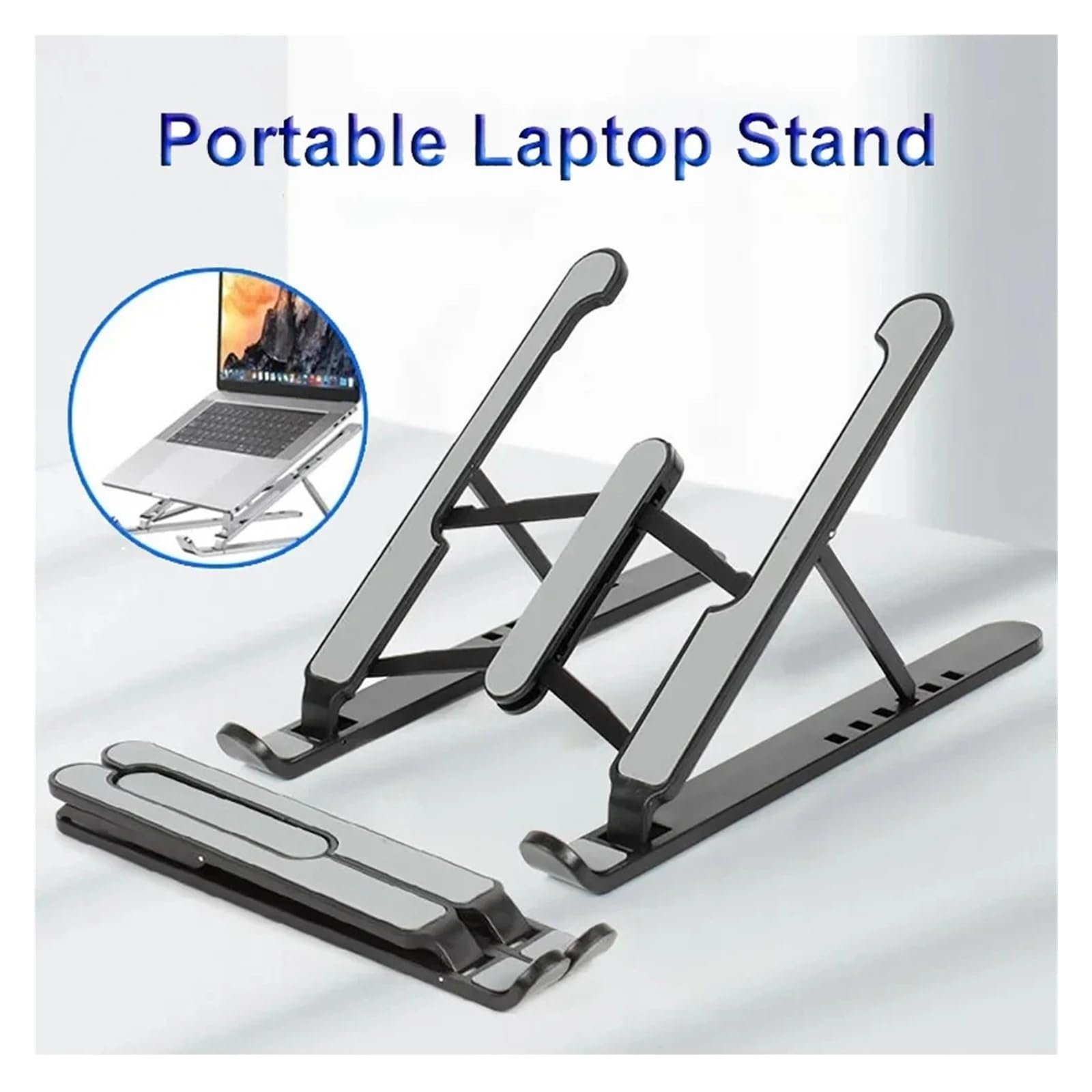 Складная подставка для ноутбука Регулируемая портативная подставка для ноутбука Опорная база Алюминиевый сплав Держатель Аксессуары для ноутбуков, фото №2