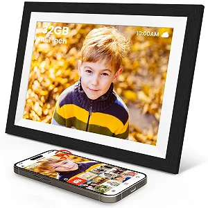 Цифровая фоторамка SONVGOO 10.1" WLAN IPS 1280 x 800 32 GB Wood - Фото 1