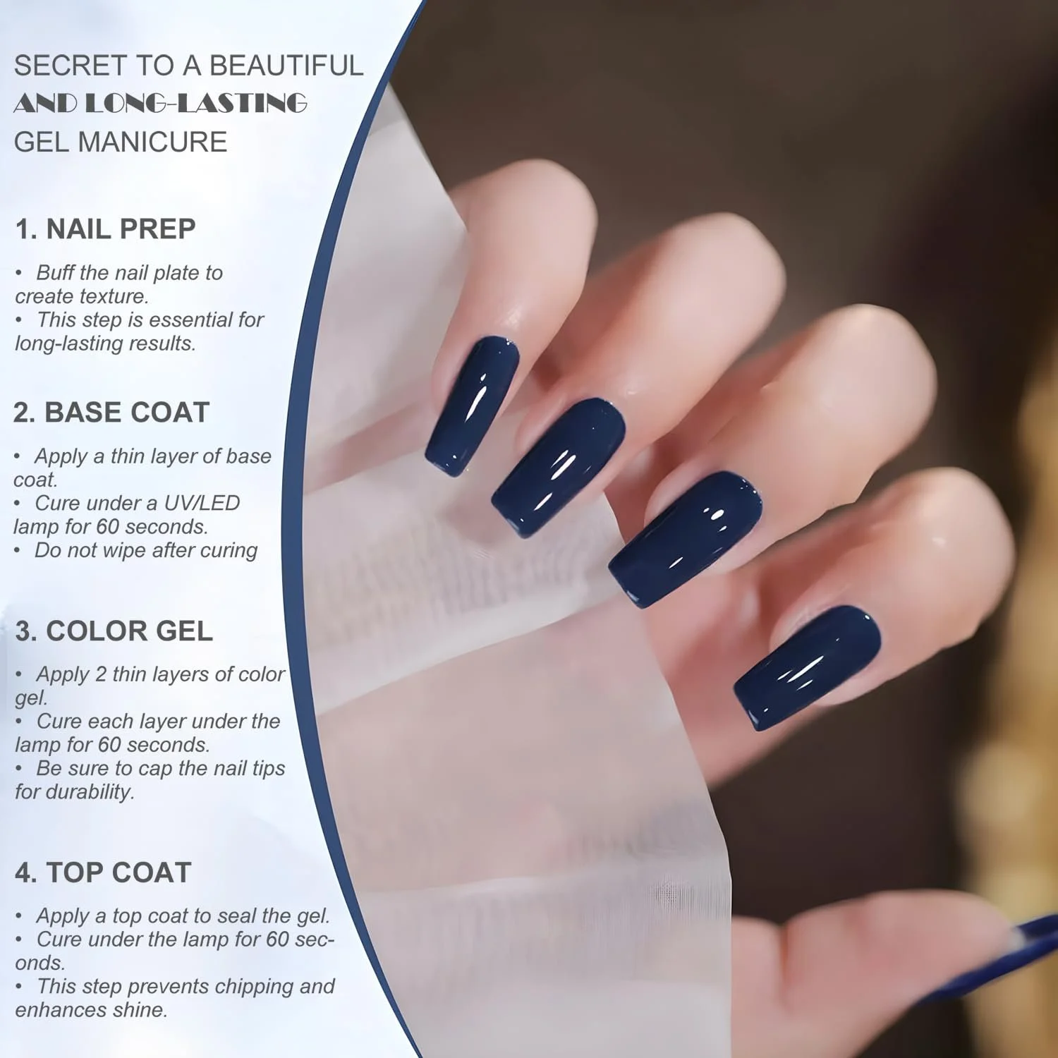 Гель-лак Vishine 16 мл, напівперманентний, темно-синій L379 Midnight Navy, фото №2