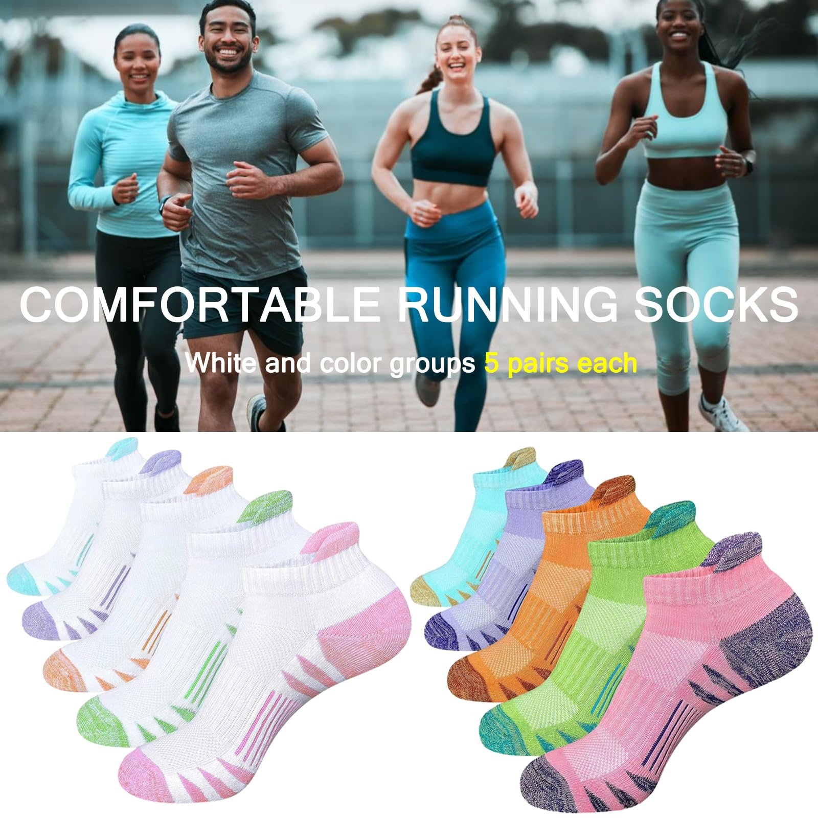 Носки Trainer Хлопковые Спортивные Женские Короткие Носки для бега с подкладкой, 10 пар, фото №2