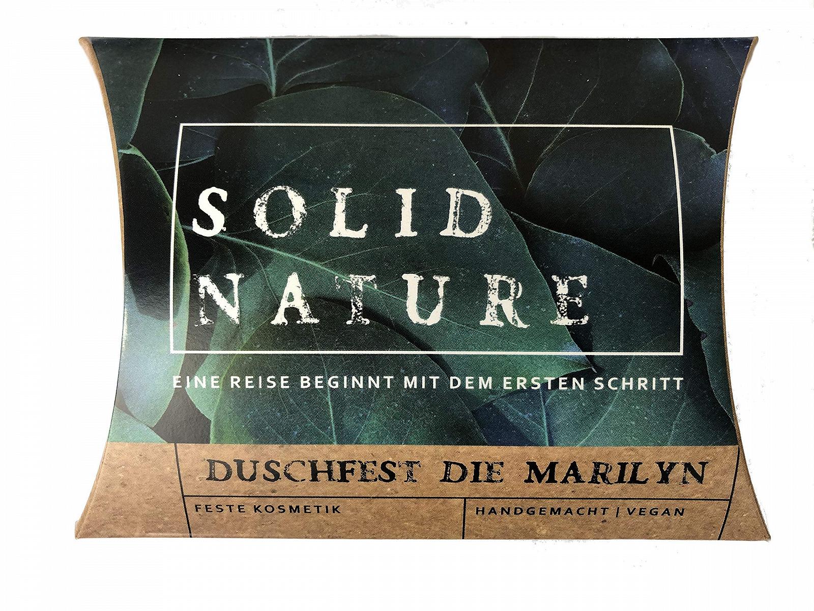 Твердий гель для душу Solidnature DuschFest Die Marilyn зволожувальний крем-гель, веганський, без пластику, екологічна упаковка, 120 г, фото №1