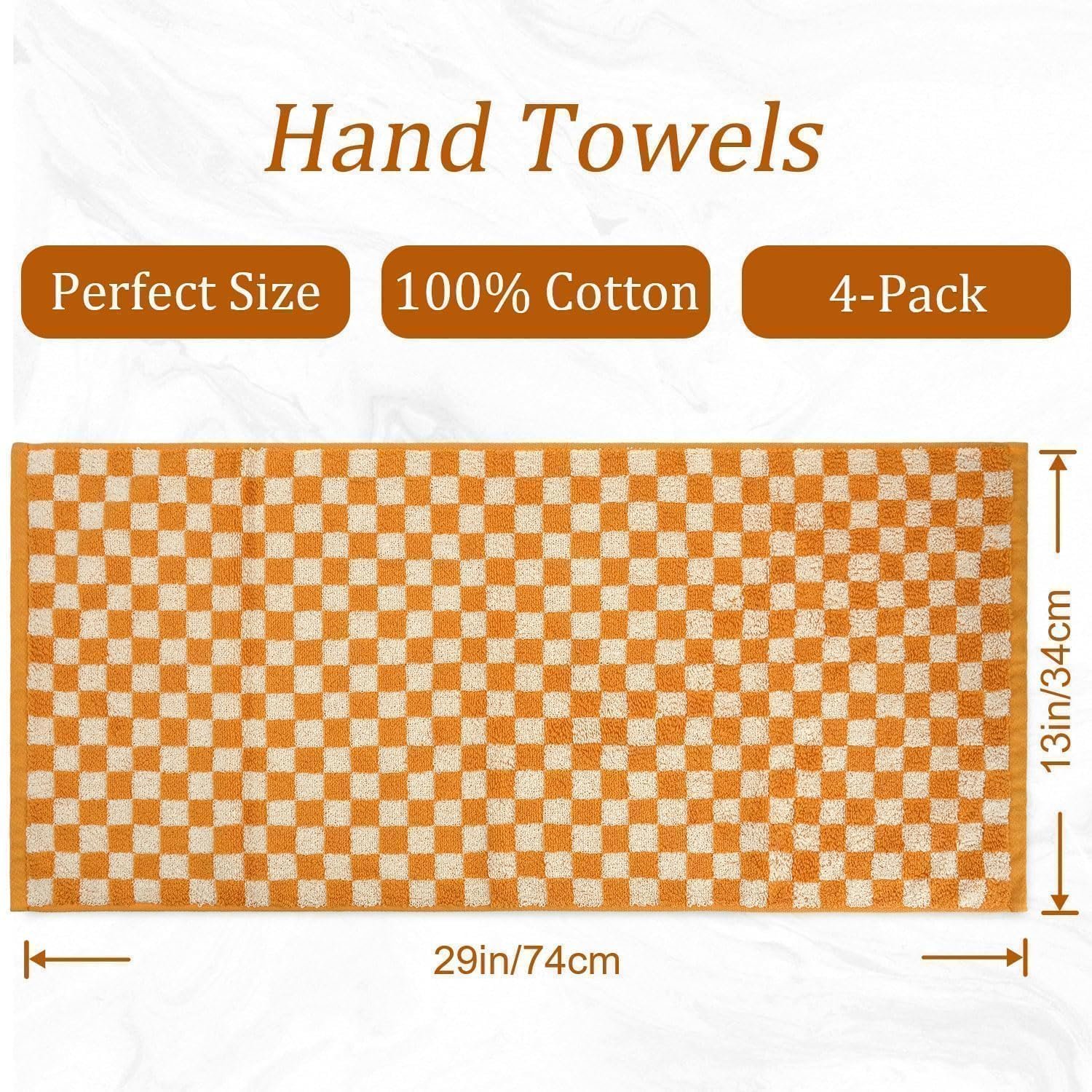 Набір рушників для обличчя Jacquotha Soft Towels 4 шт. Orange Plaid 33 x 73 см Помаранчевий, фото №5