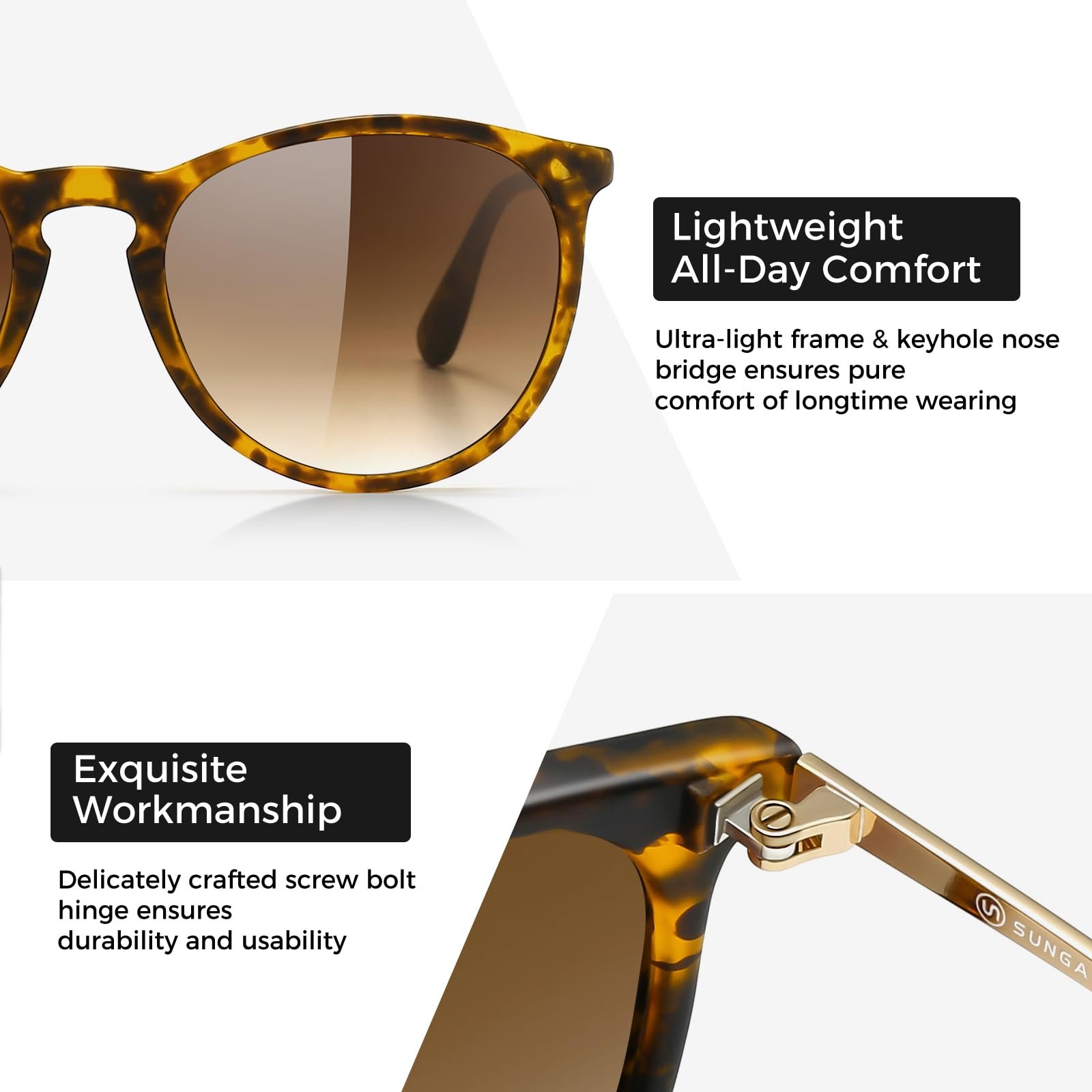 Вінтажні круглі сонцезахисні окуляри для жінок SUNGAIT, Класичний ретро стиль, фото №3