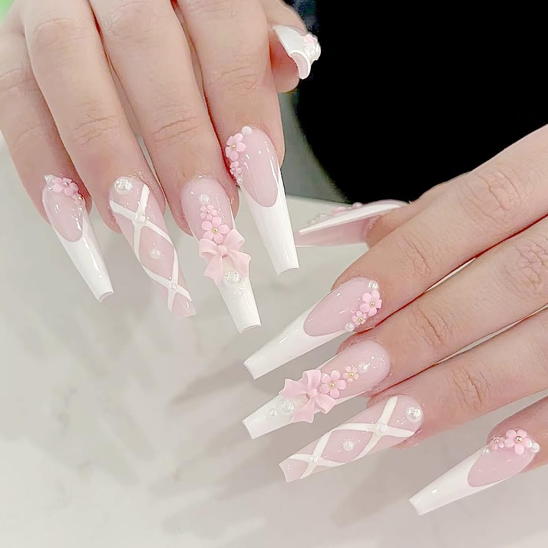 Набір для 3D прикрас для нігтів, 15 відділень, рожево-білі смоляні у вигляді серця, краватки-метелика, квітки, перлин своїми руками, фото №4