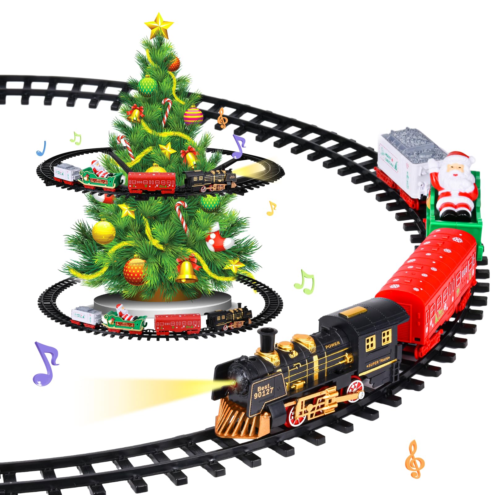 Електропоїзд DAOUZL Christmas Tree Train для дітей з світлом і звуком на ялинку для дітей від 3 років, фото №1