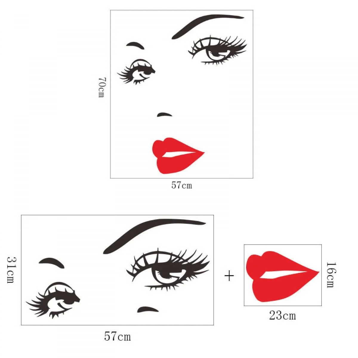 Наклейка на стену Woman Eyelashes Red Lips, фото №6