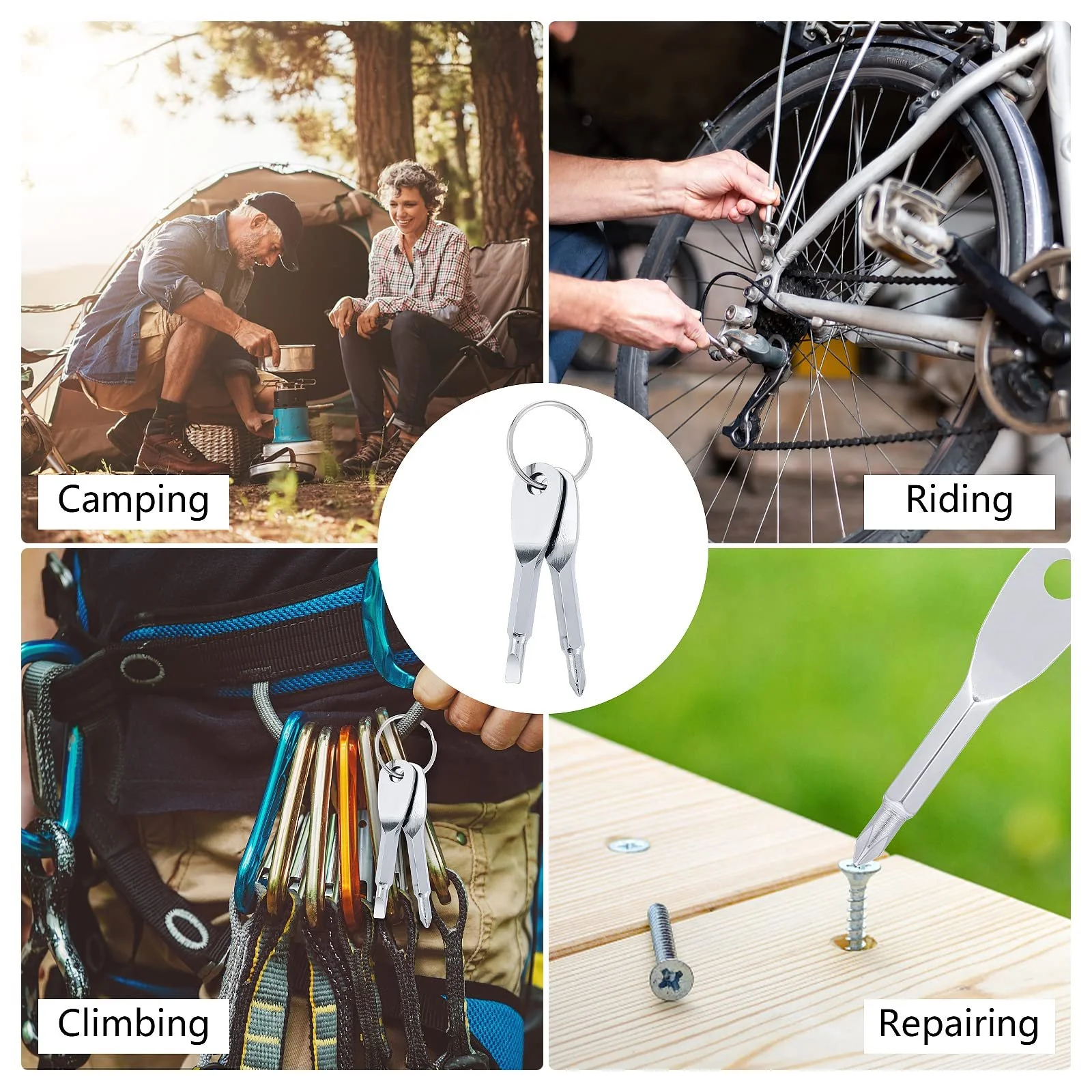 Брелок викрутка Cobee багатоцільова 2 штуки плоска хрестова міні срібний, фото №7