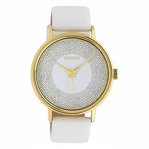 Женские часы Oozoo с блестящим эффектом и кожаным ремешком 42 мм Золотой/Белый C10576, Золото-белый, золотой, Ремешок. - Фото 1