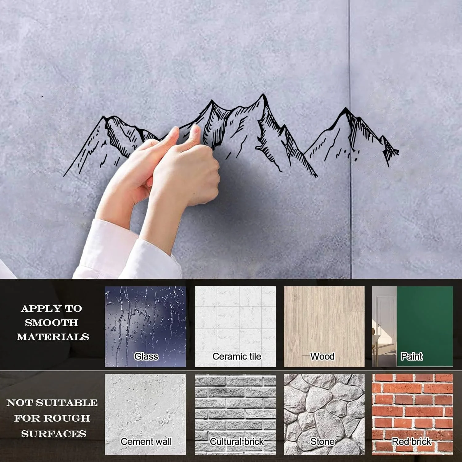 Наклейка на стіну Mountain Silhouette вінілова S 15 x 57 см чорна, фото №5 Наклейка на стіну Mountain Silhouette вінілова S 15 x 57 см чорна, фото №5