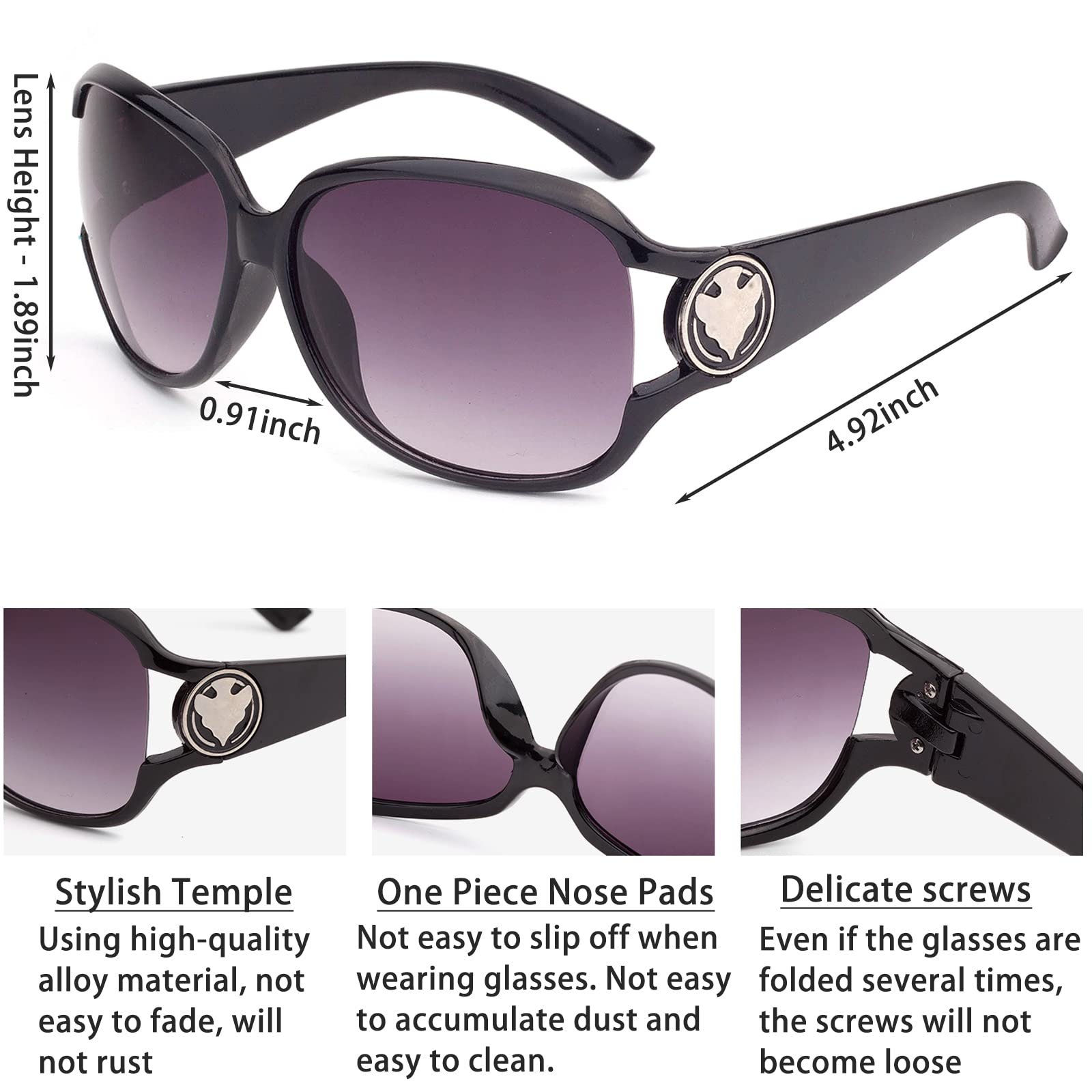 Сонцезахисні окуляри E & R Elegant Rabbit Класичні вінтажні 2 шт. 3043, Чорний/Коричневий, M, фото №5