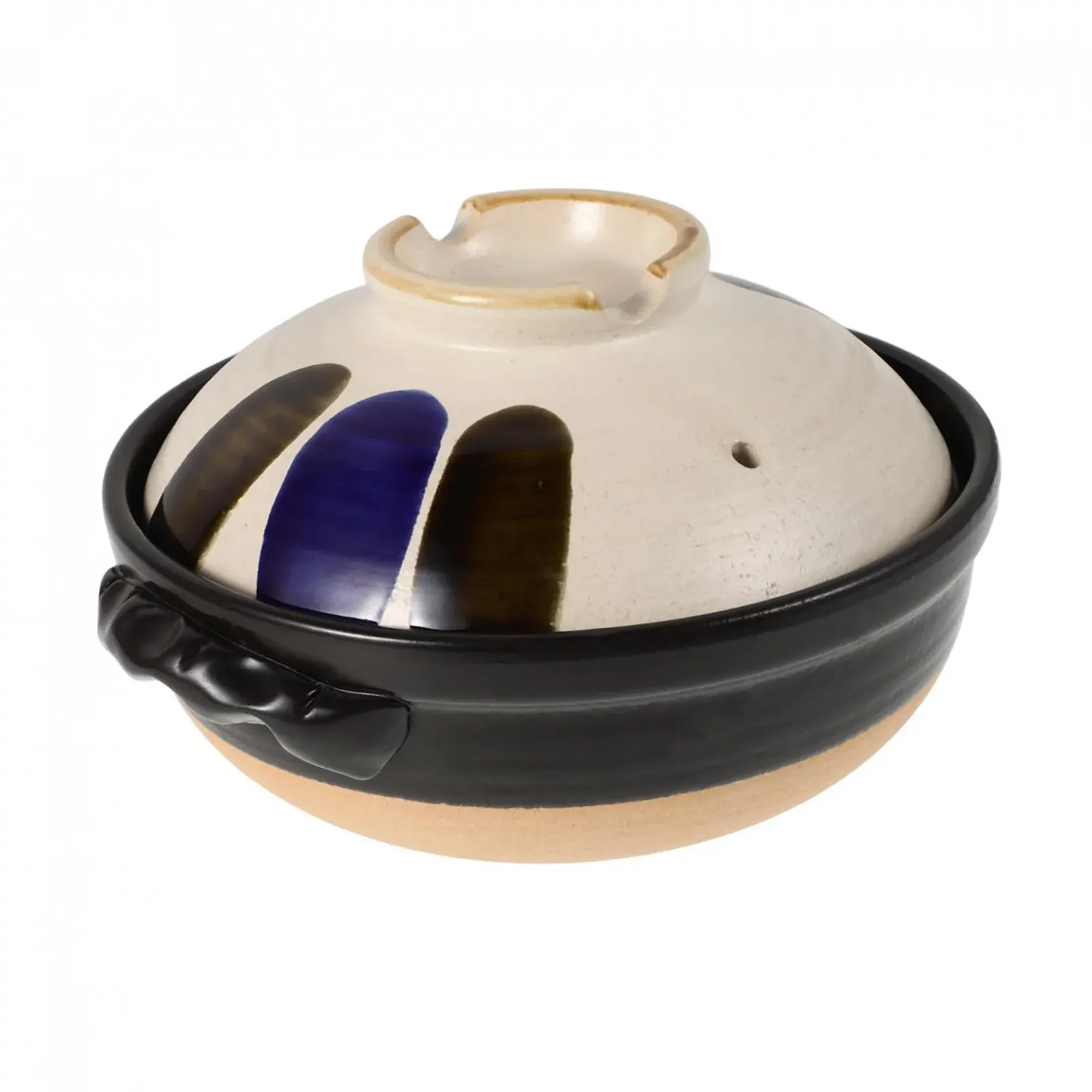 Горшок для запекания керамический японский с крышкой и двумя ручками термостойкий для риса и супов, фото №1