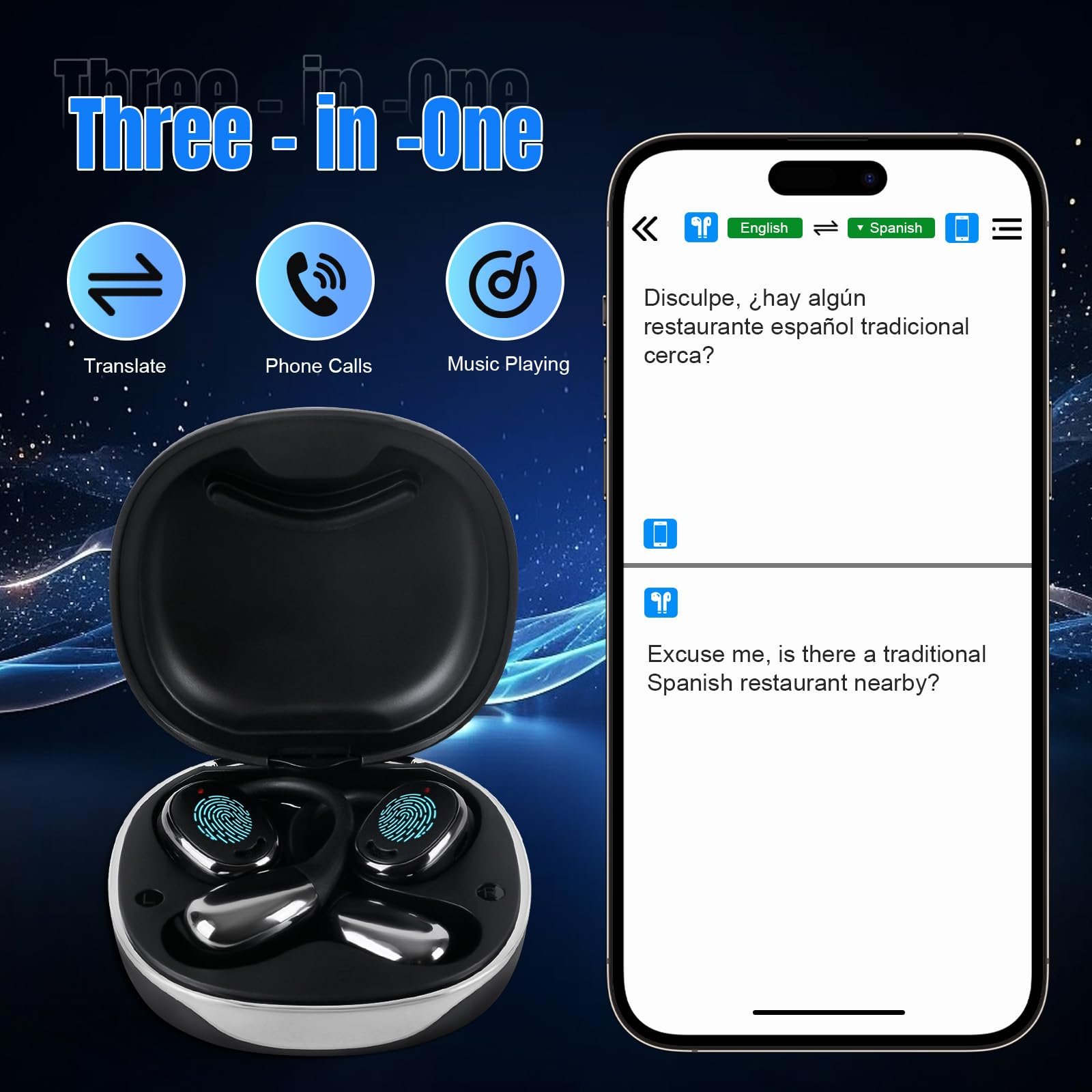 Навушники-перекладачі WingFly AI, Бездротові для перекладу з 144 мовами в реальному часі, фото №2