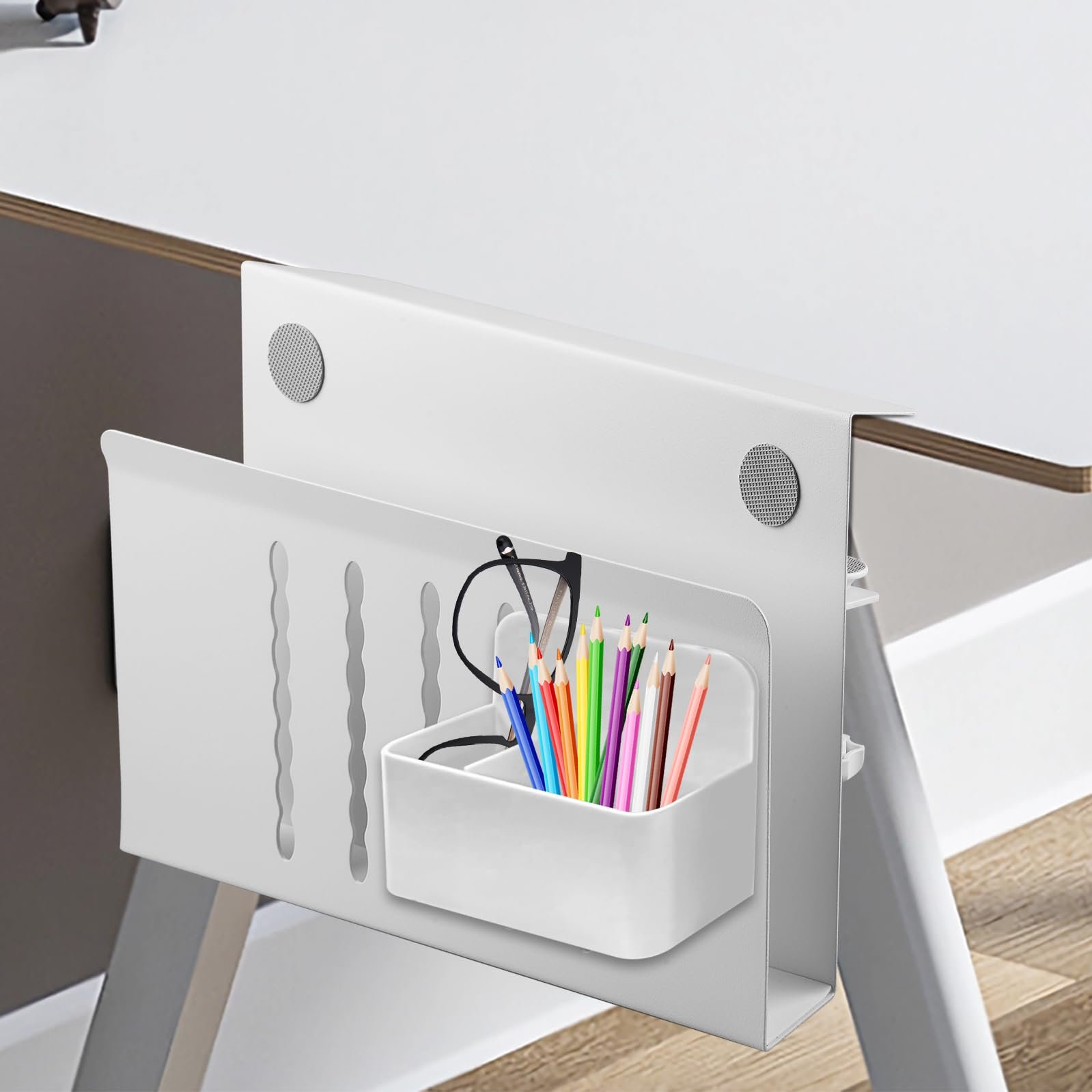 Настольный органайзер с держателем для ручек и держателем для ПК, для устройств толщиной до 4 см, идеально подходит для офиса и домашнего офиса (черный), фото №7