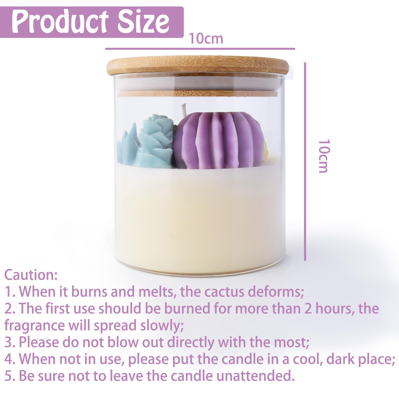 Свеча Yunkctuk Cactus Handmade Scented Candles Natural Soy Wax Autumn Milk Flavour 650 г, фото №2