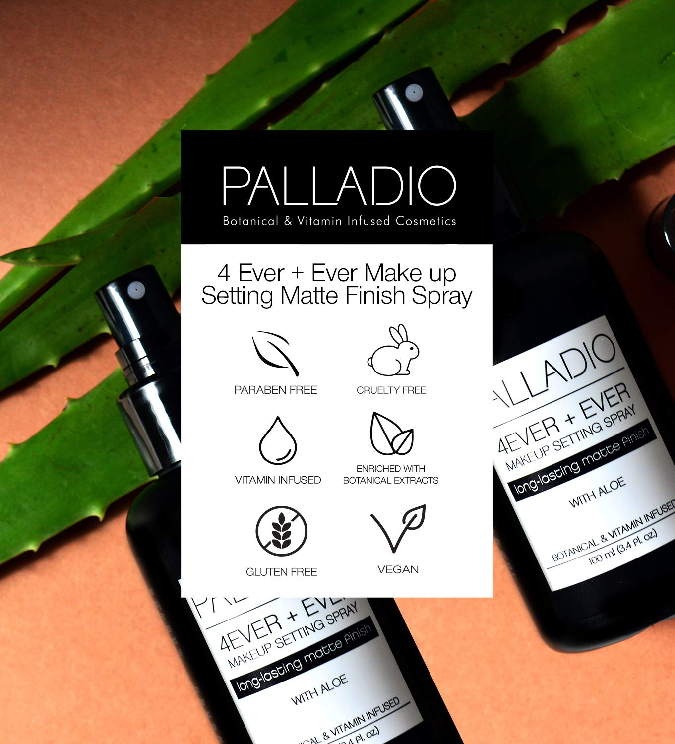 Спрей для закріплення макіяжу Palladio 4 Ever and Ever Довготривалий, миттєво фіксує макіяж на цілий день (матовий фініш) 100 мл, фото №2