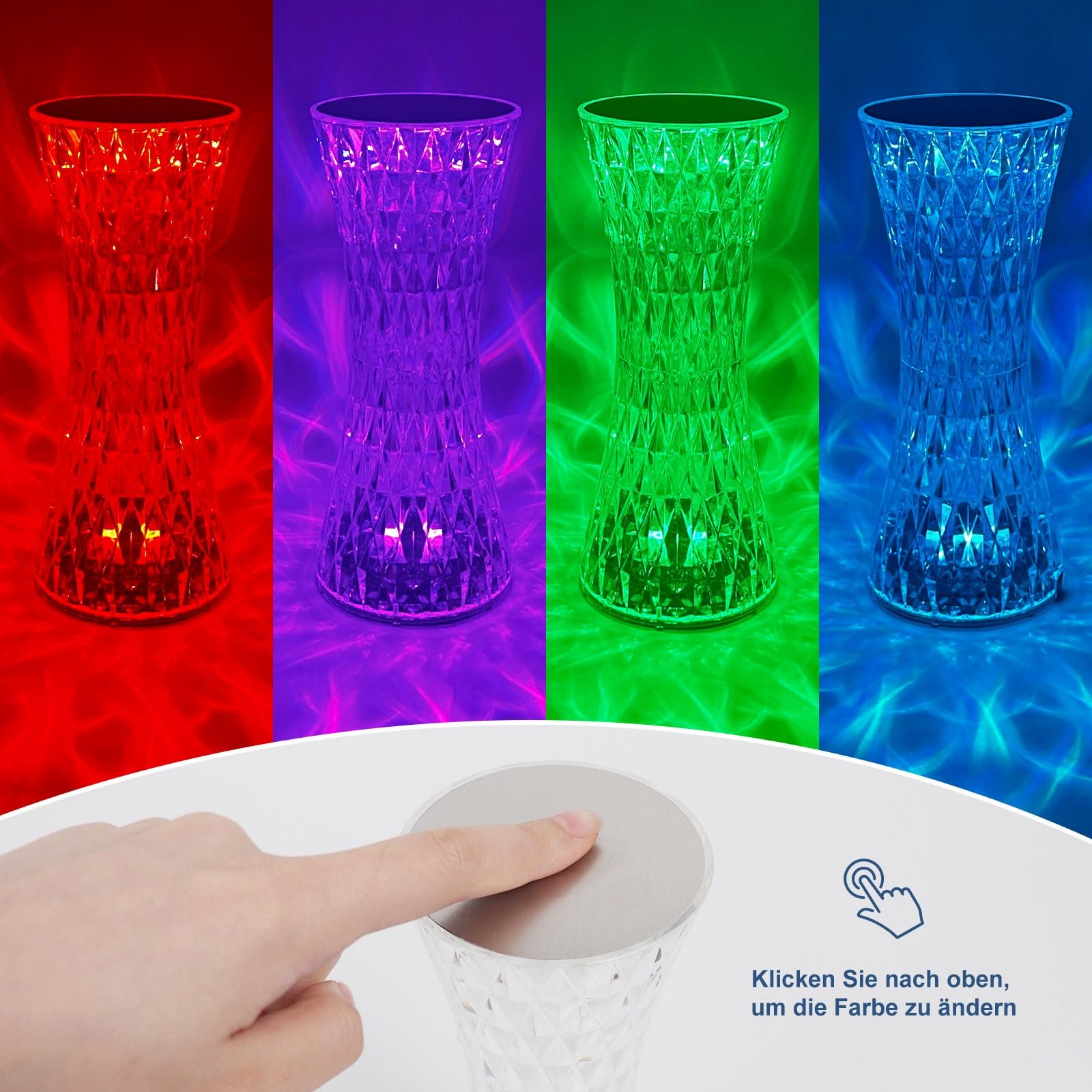 Настільна лампа EXTRASTAR LED Crystal RGB з пультом ДК Сенсорна Акумуляторна, фото №4