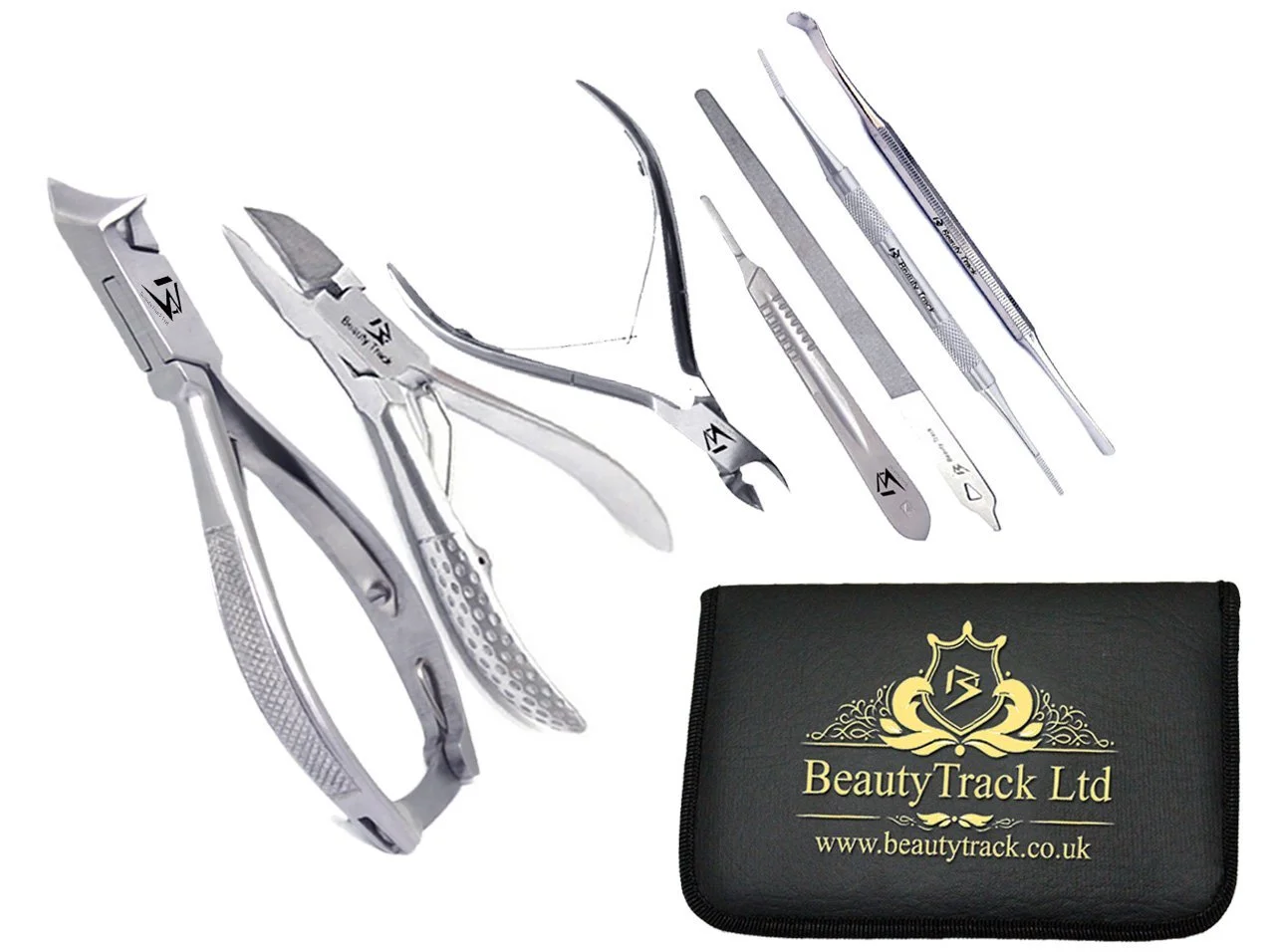 Професійний Набір для манікюру та педикюру з 6 предметів: Кусачки, Ножиці, Пилка для нігтів + Футляр для зберігання, фото №3