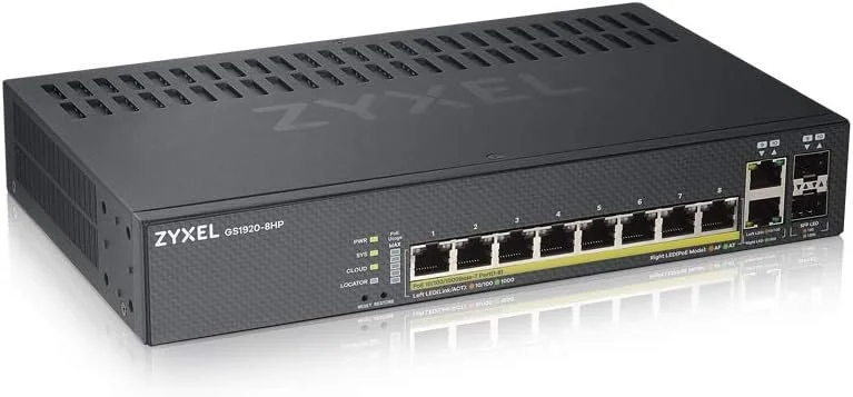 Коммутатор Zyxel GS1920-8HPv2 / Gigabit Ethernet PoE+ / С 8 бюджетными портами / 130 Вт и 2 гигабитными комбинированными портами, фото №1