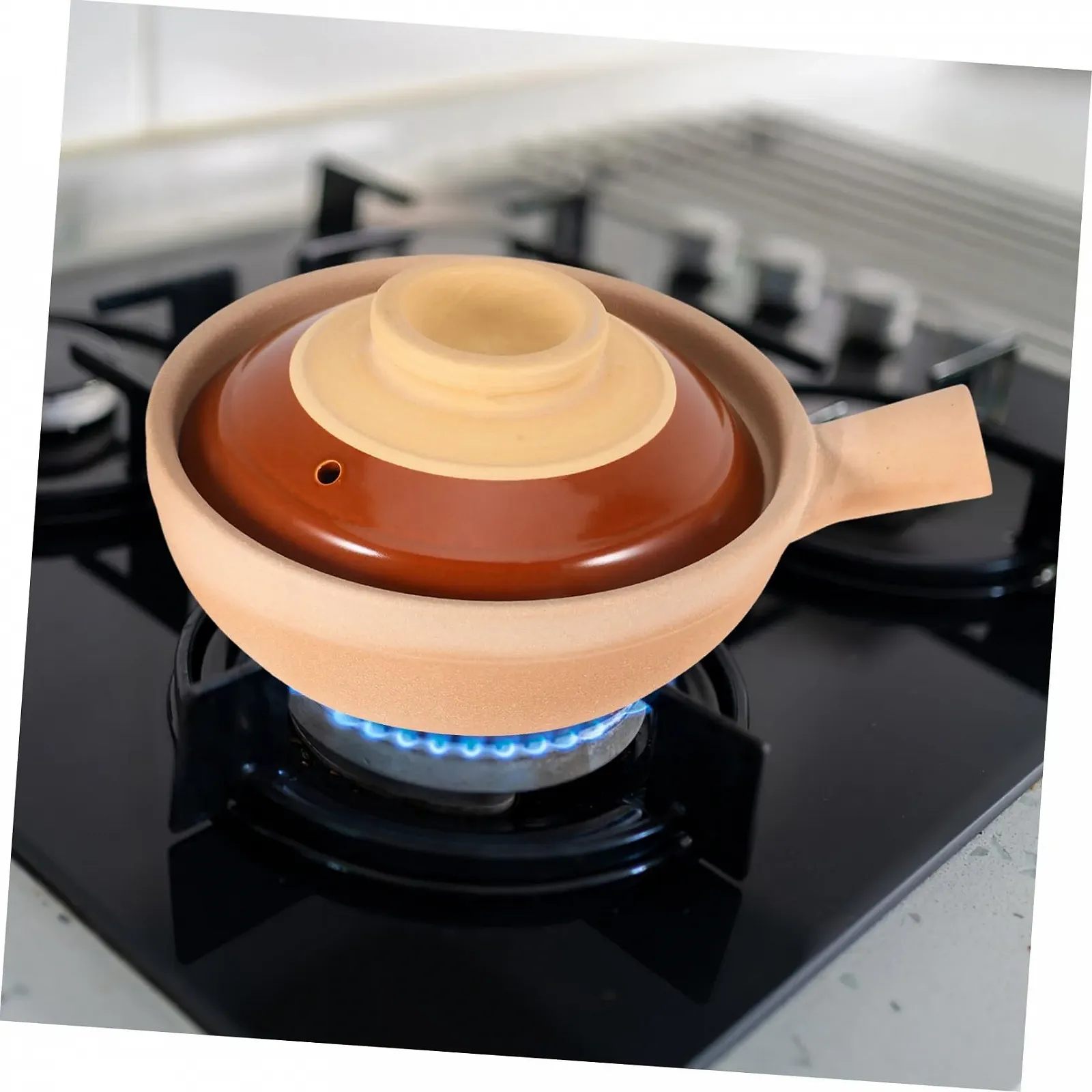 Кастрюля Garneck керамическая терракотовая с крышкой и одной ручкой жаростойкая, фото №5