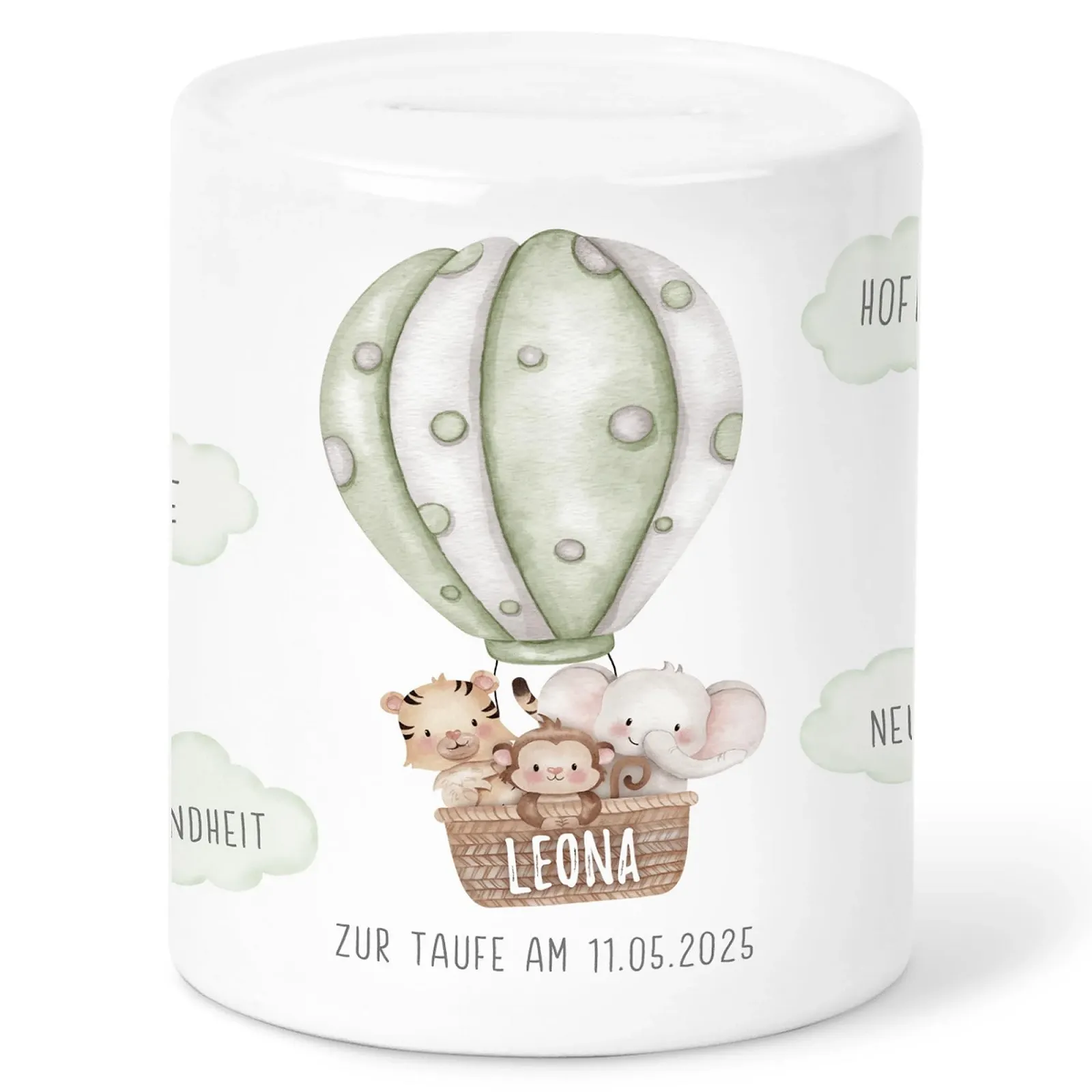 Скарбничка керамічна для хрещення 9,4х8 см зелена, фото №1