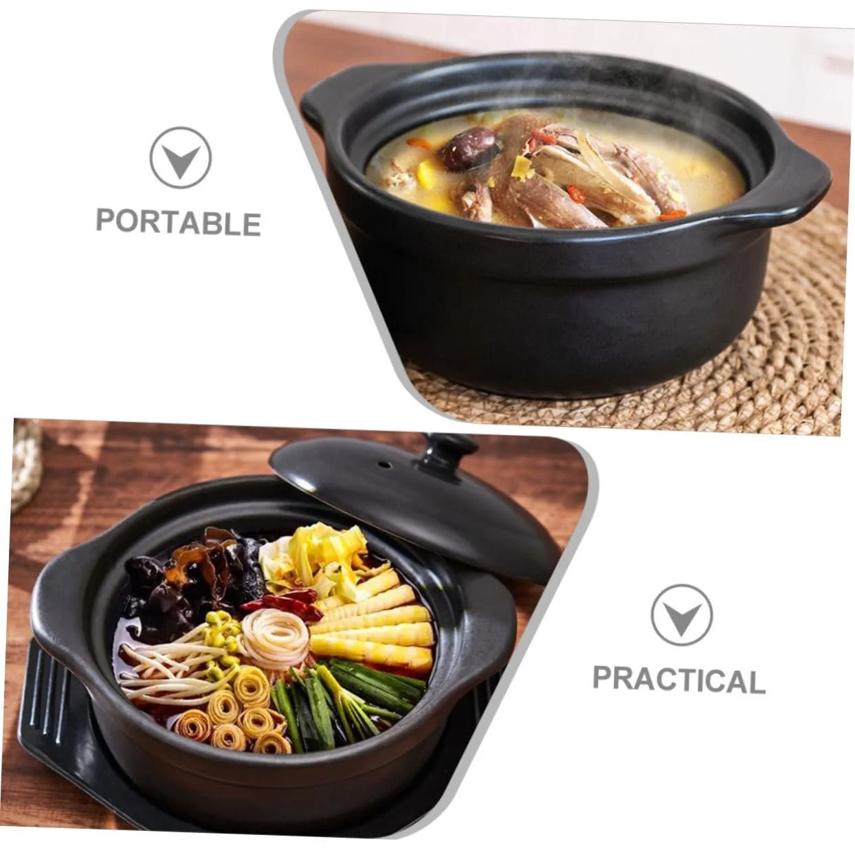 Кастрюля керамическая с крышкой антипригарная, фото №3