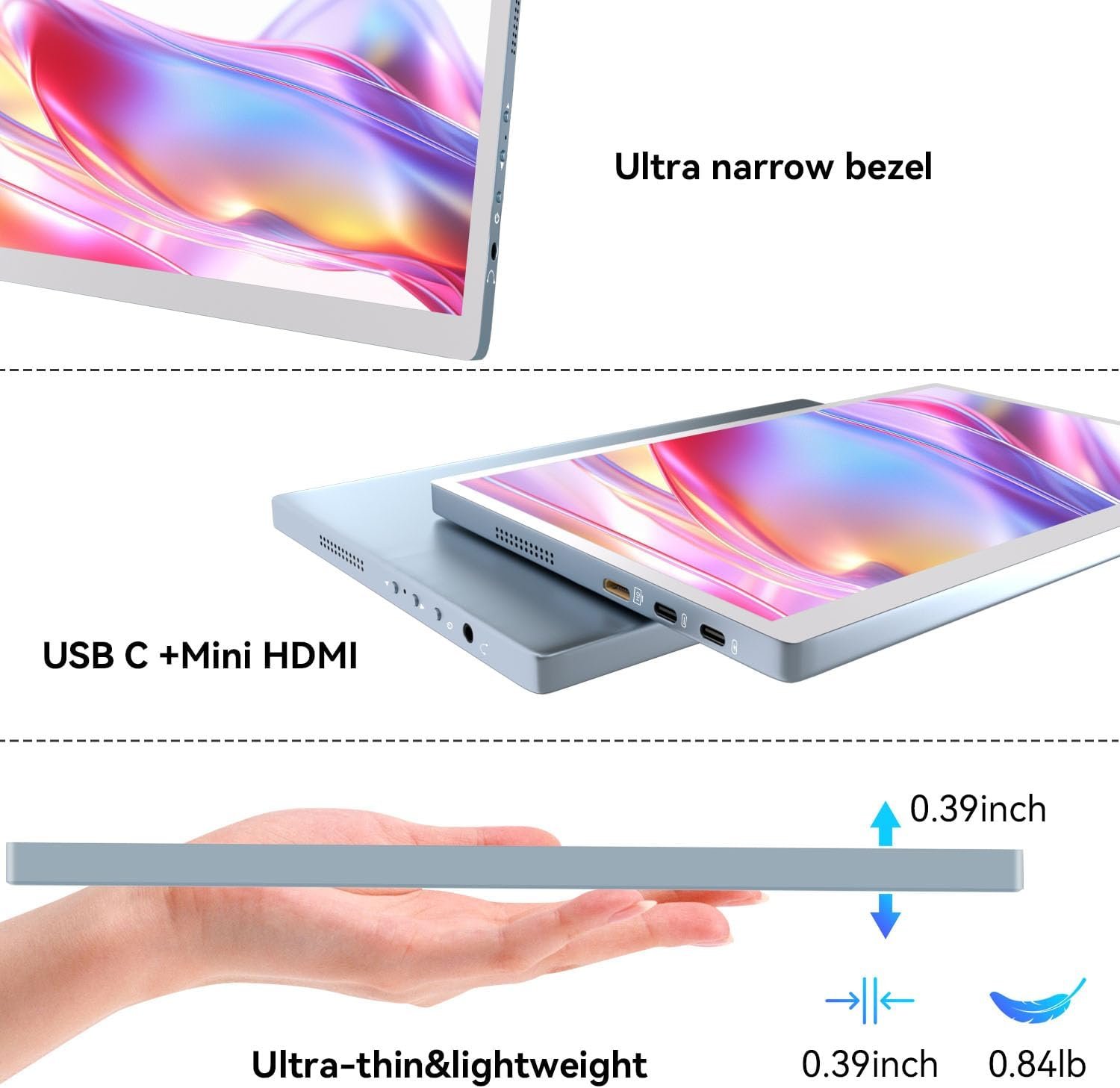 Монітор портативний сенсорний 10.5" Jhcztrk HD-101 2К OLED 60 Гц, фото №5