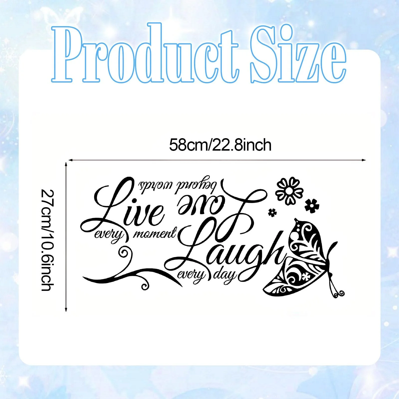 Наклейка на стіну мотиваційна Метелики Live Love Laugh DIY 1 шт., фото №2