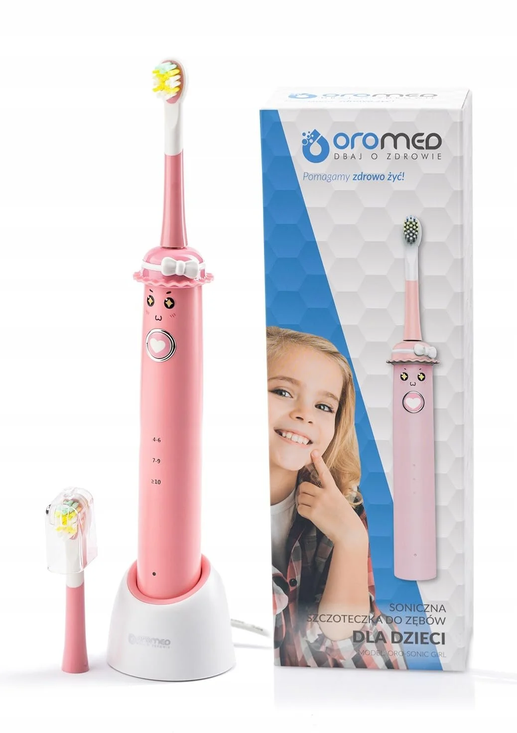 Электрическая звуковая зубная щетка HI-TECH MEDICAL ORO-SONIC KIDS Розовая, Желтая, фото №1