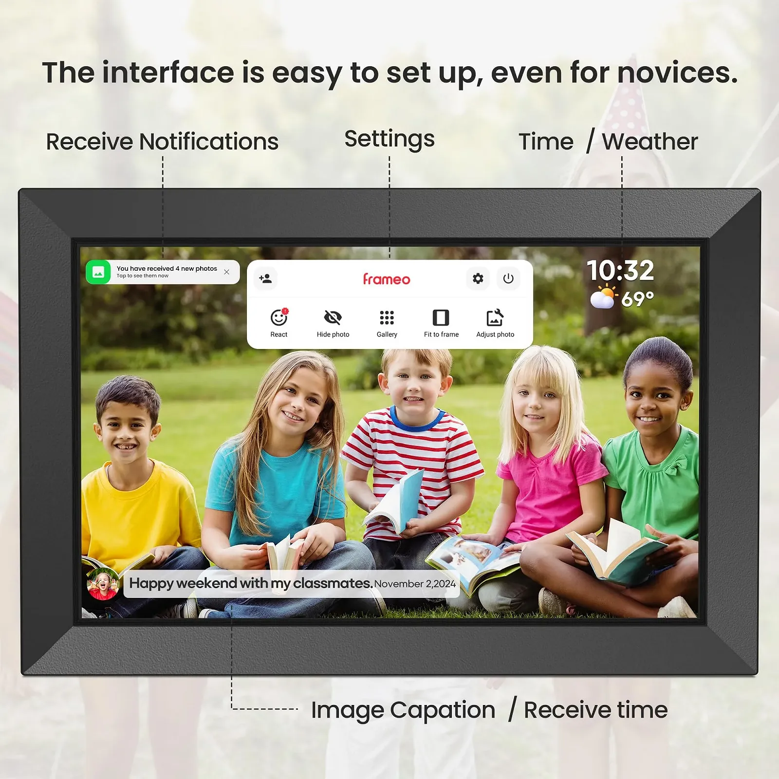 Цифровая фоторамка FRAMEO 10.1 дюйма 1280 x 800 IPS Touchscreen 32 GB Auto Rotation, фото №8 Цифровая фоторамка FRAMEO 10.1 дюйма 1280 x 800 IPS Touchscreen 32 GB Auto Rotation, фото №8