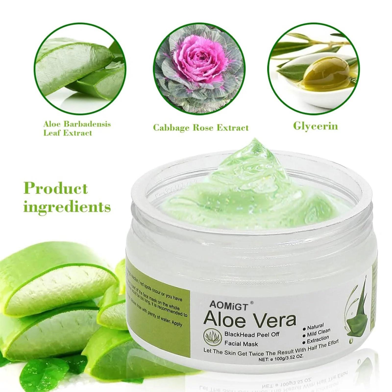 Маска від чорних цяток Aloe Vera з гіалуроновою кислотою 100 г / 3.52 fl.oz, фото №6