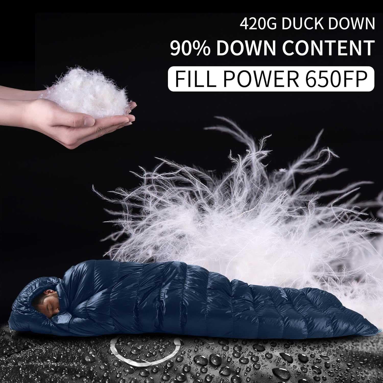 Спальный мешок Duck Down Winter для взрослых 650 FP наполнение -20°C, фото №4