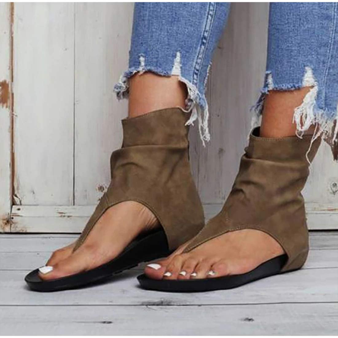 Босоножки Женские Летние Плоские Каблуки Круглый Носок, фото №3