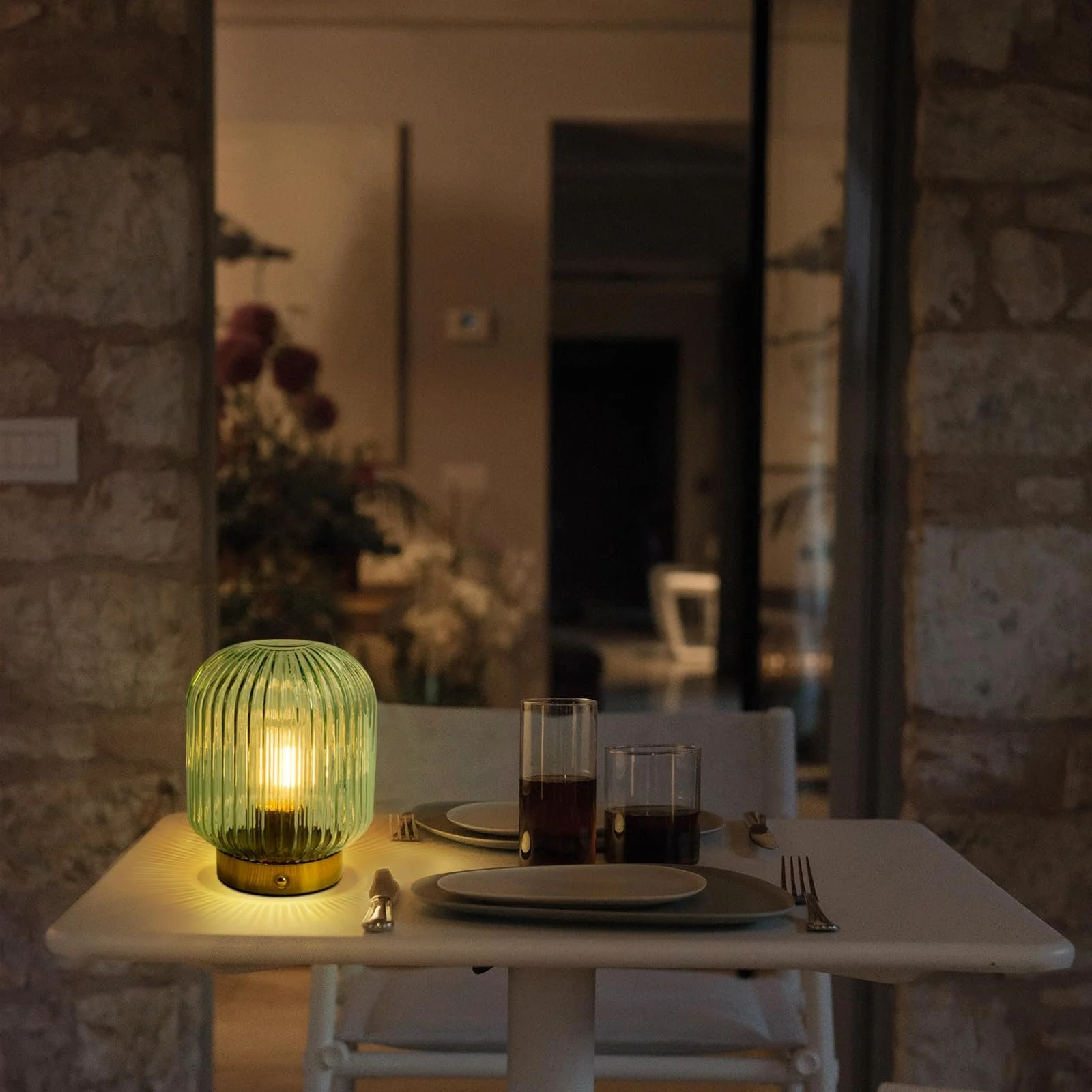 Настольная лампа MJ PREMIER Беспроводная аккумуляторная регулируемая стеклянная Зеленая, фото №9