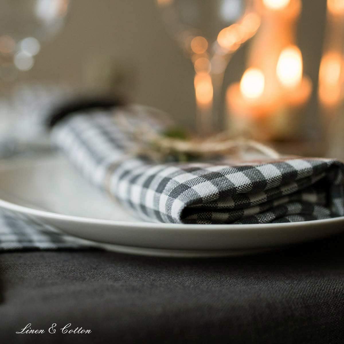 Скатертина Linen & Cotton Hygge 100% льон 80 x 80 см сіра, фото №5