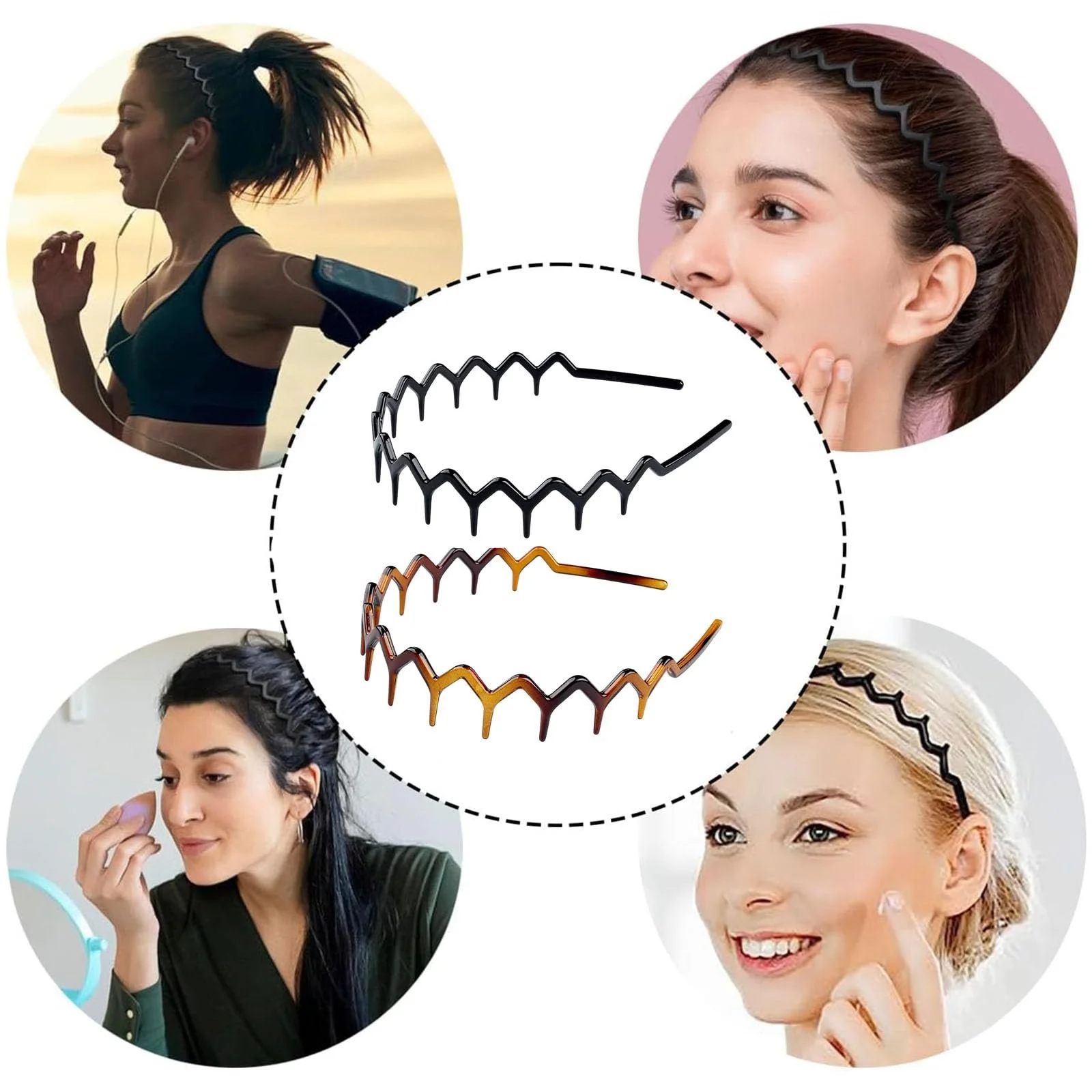 Набір гребінців-обручів зигзаг для волосся 2 шт, чорний та коричневий, фото №6 Набір гребінців-обручів зигзаг для волосся 2 шт, чорний та коричневий, фото №6