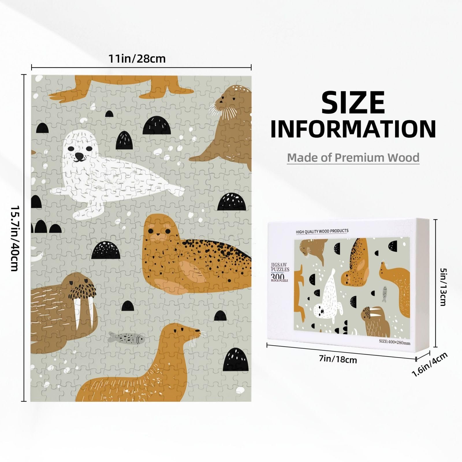 Пазл Seal and Walrus Pattern 300 елементів 28 x 40 см Дерев'яний, фото №5 Пазл Seal and Walrus Pattern 300 елементів 28 x 40 см Дерев'яний, фото №5