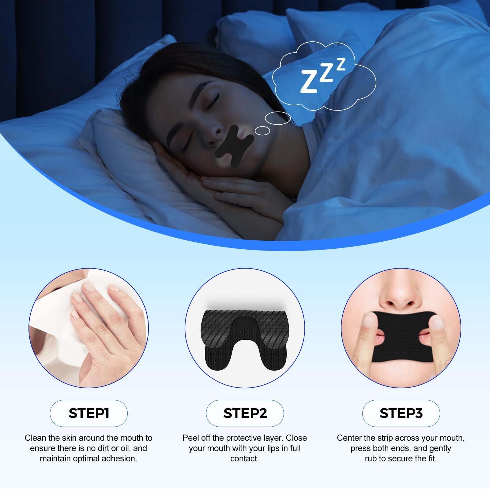 Полоски для рта эластичные Pickstar для сна против храпа, 50 штук, фото №3 Полоски для рта эластичные Pickstar для сна против храпа, 50 штук, фото №3