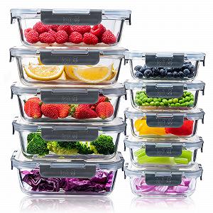 Набір скляних контейнерів для їжі Igluu Meal Prep Боросилікатне скло 10 шт. 370 мл та 1050 мл - Фото 1