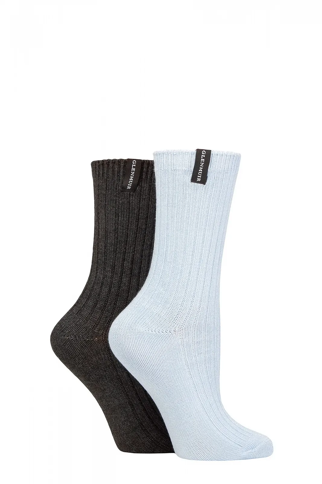 Носки для ботинок GLENMUIR Женские бамбуковые с легкой подкладкой, 2 пары, Светло-голубой / угольный, фото №1