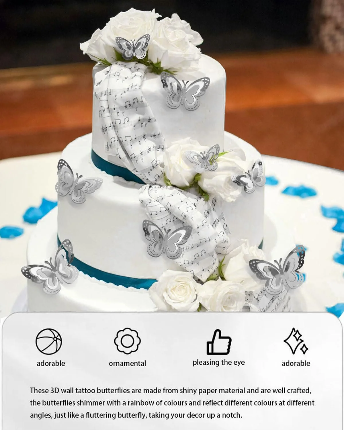 Декоративні наклейки на стіну 3D Butterflies 12 листів Сріблястий, фото №5 Декоративні наклейки на стіну 3D Butterflies 12 листів Сріблястий, фото №5