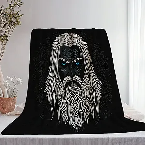 Одеяло Фланелевое 3D Нордические Викинги Традиционные Руны 100 x 130 см Черный synthetic.ua - Фото 1