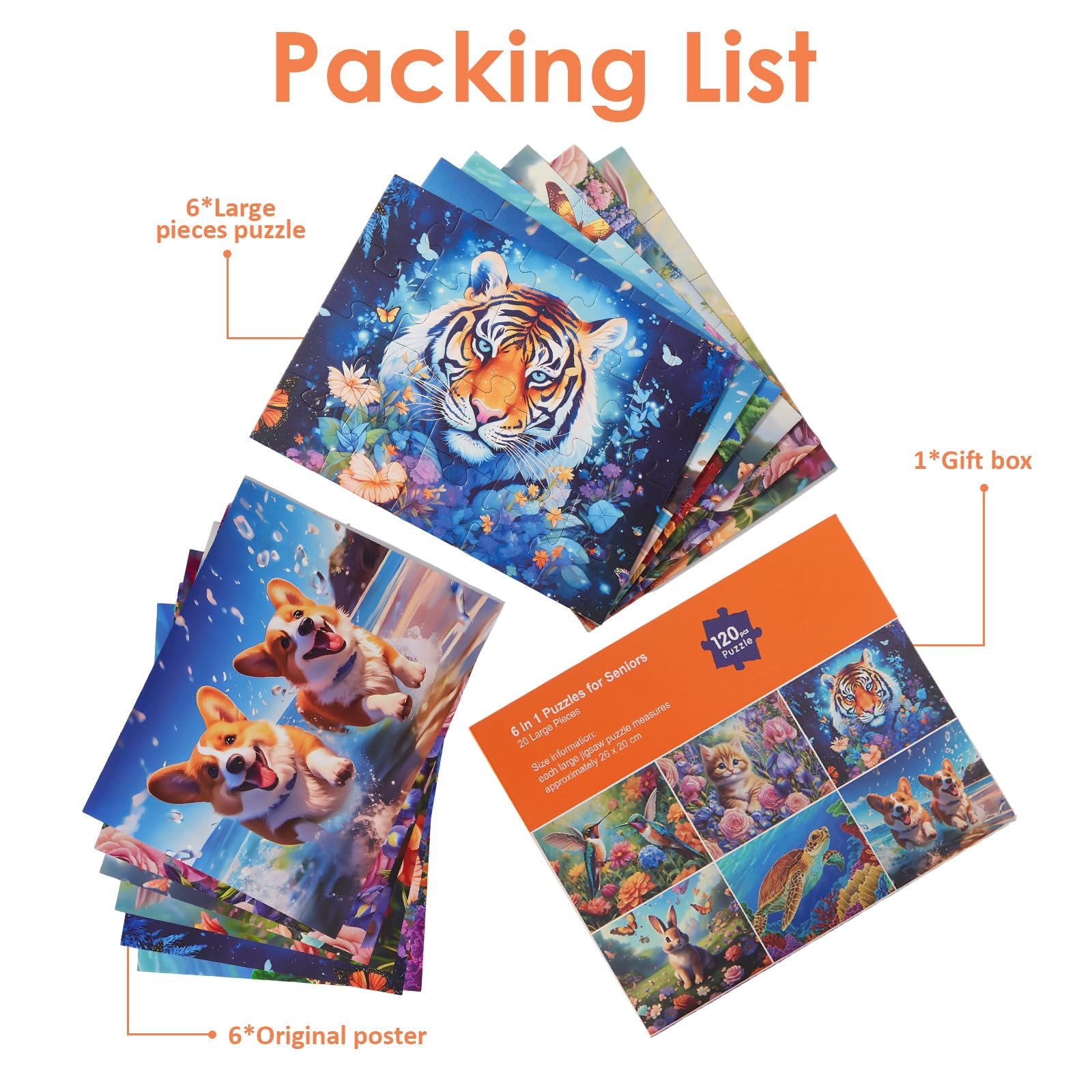 Пазл 6-20 элементов крупные простые цветные детали для пожилых людей, фото №5