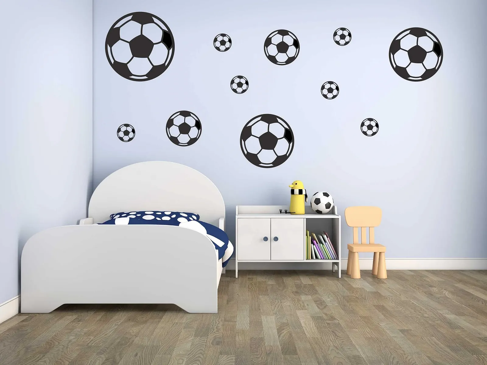 Наклейка на стіну 11 футбольних м'ячів W17 20 x 20 см, 15 x 15 см, 10 x 10 см, 5 x 5 см, фото №1