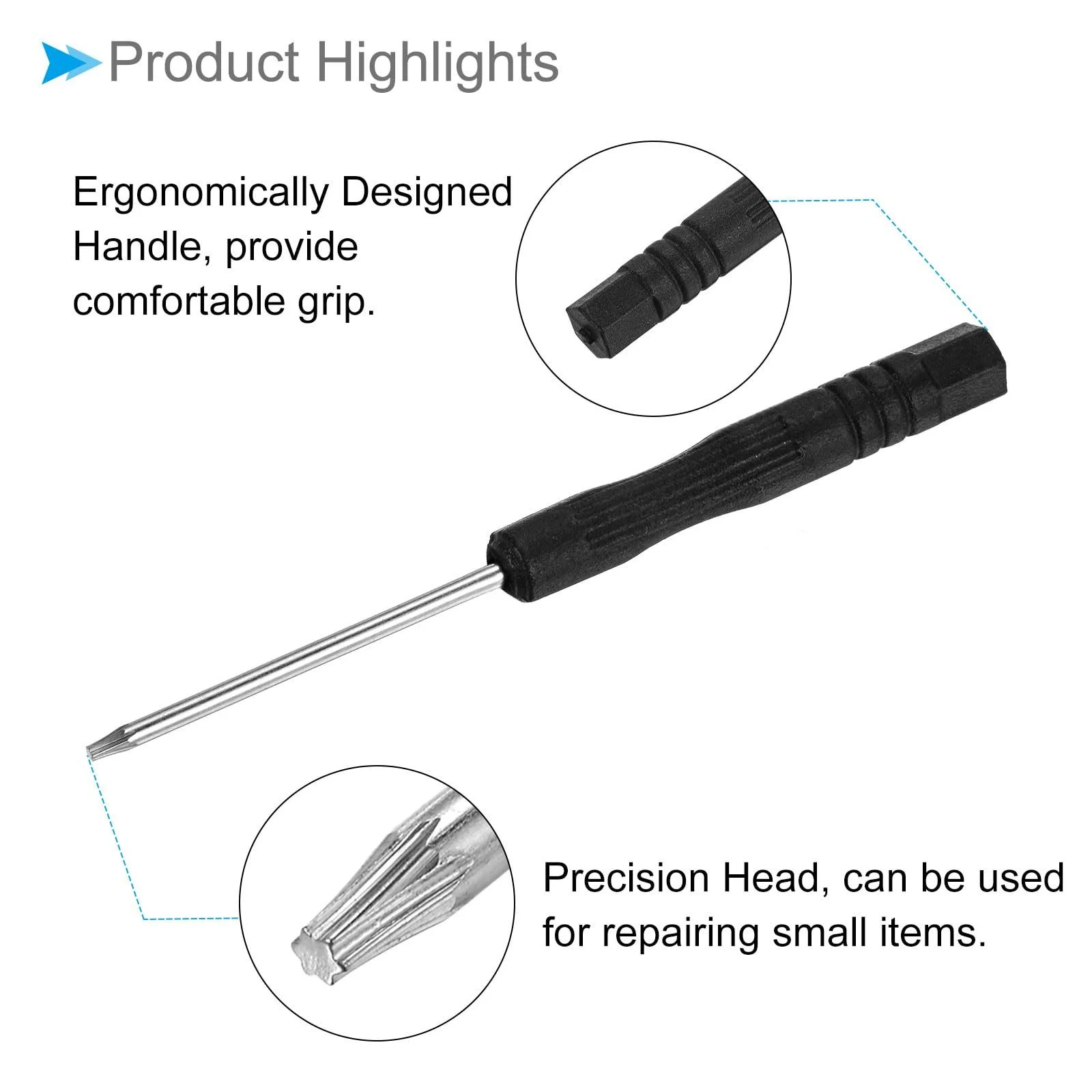 Викрутка Torx Tiny T5 80 мм сталева з нековзною ручкою 5 шт., фото №4