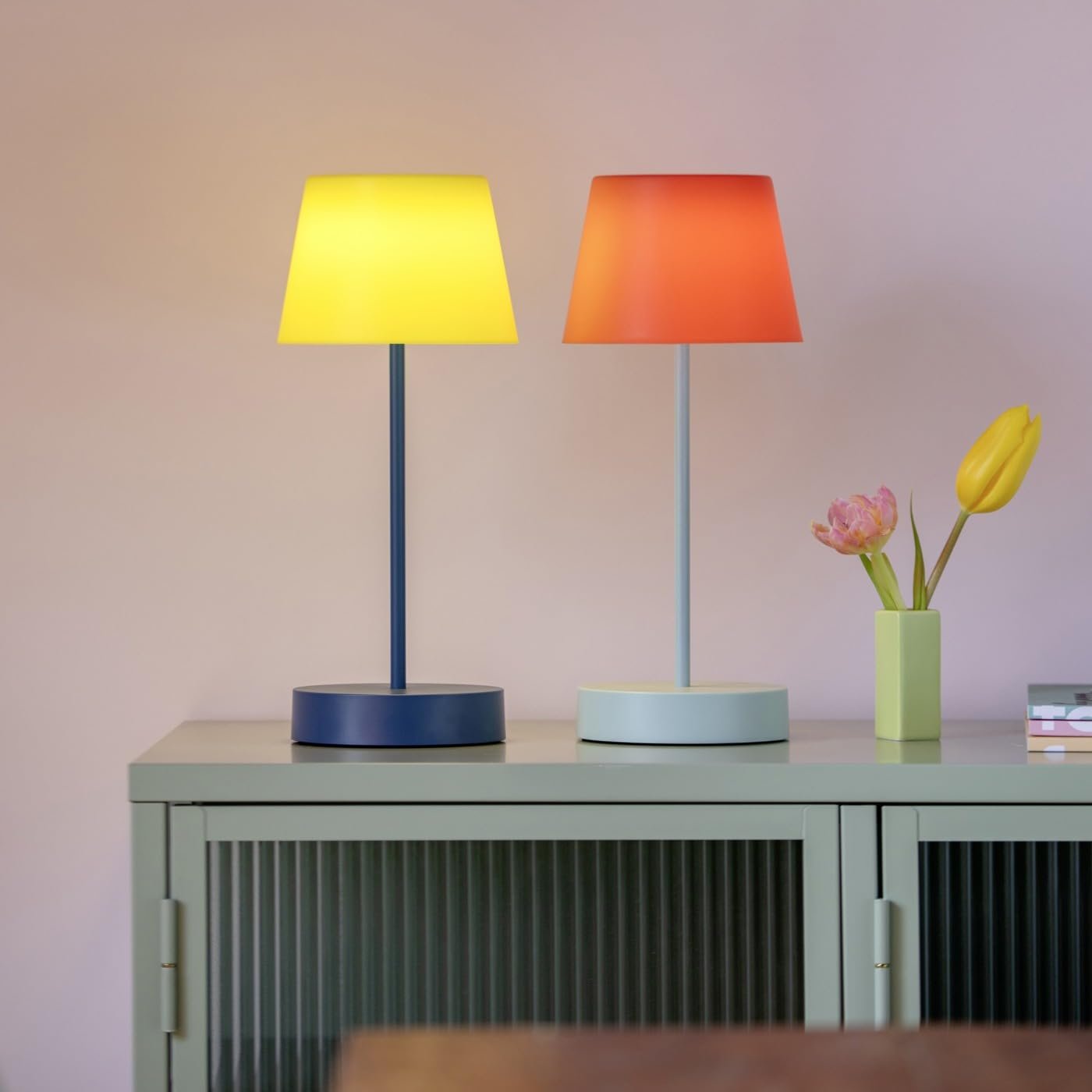 Настільна лампа Remember Oscar Пластик LED Акумуляторна з димером Кораловий/Бірюзовий, фото №3