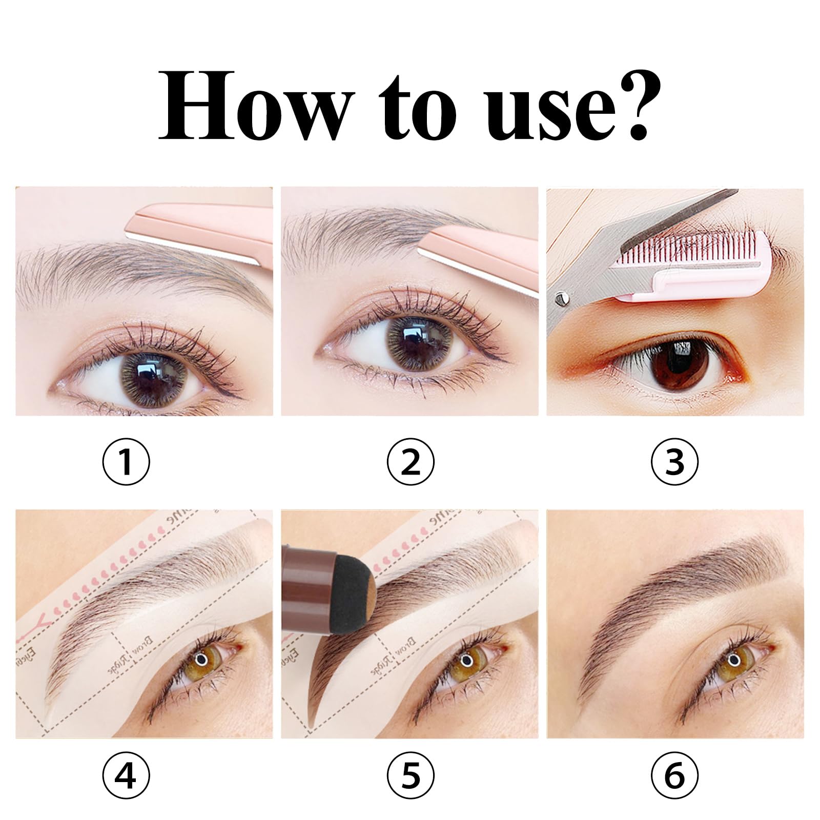 Набір для брів Eyebrow Stamp Kit Пудра Довготривала з 10 багаторазовими трафаретами для ідеального макіяжу брів, фото №7